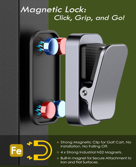 Femlotank aluminum clip close-up showing strong magnet for reliable retention