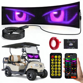 Fetusi golf cart devil eyes sign front view for daytime visibility and festive illumination
