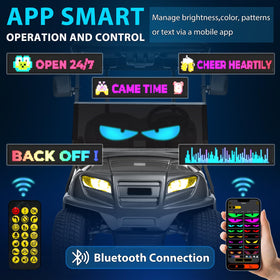 Fetusi LED display on windshield with app control for easy customization