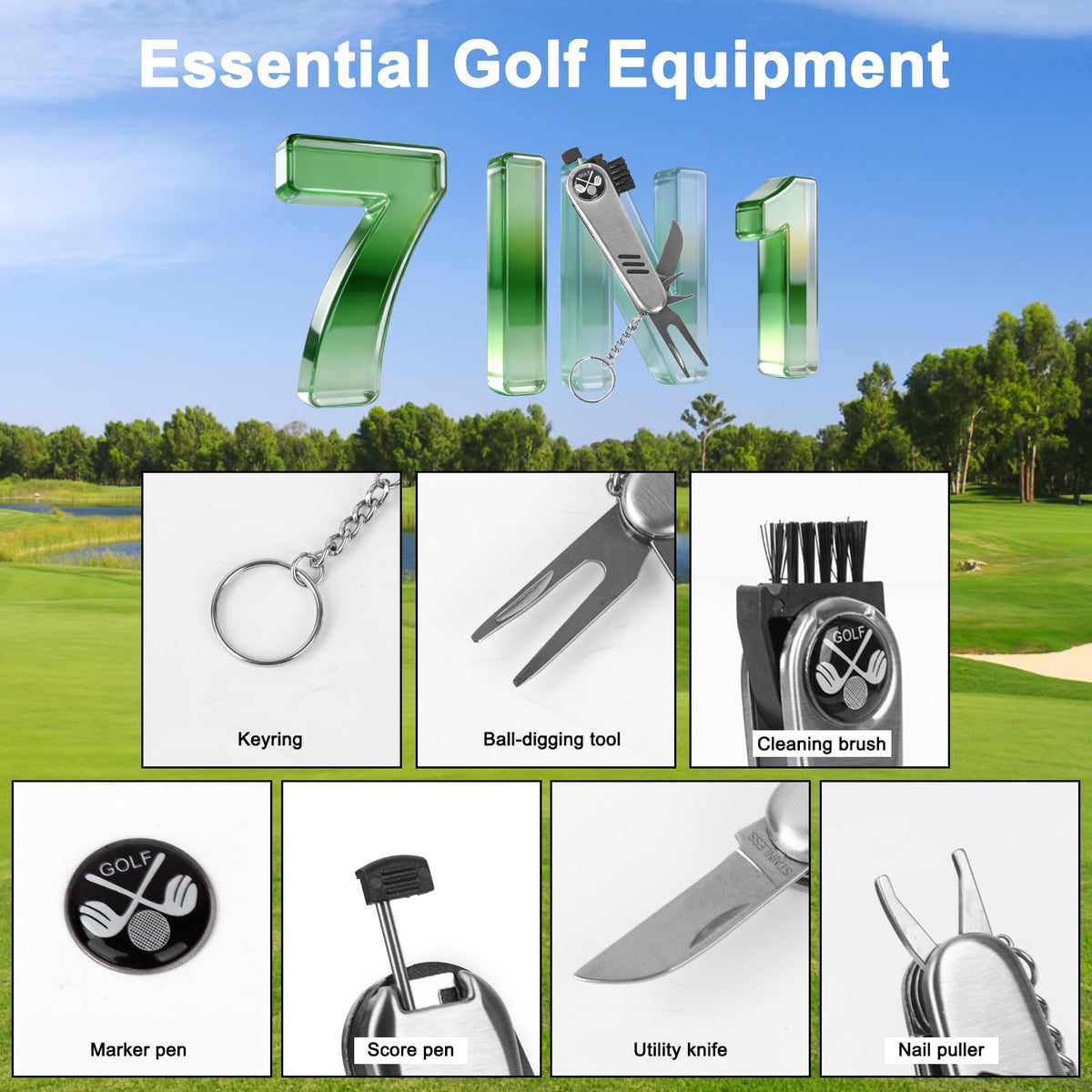 Fhmidic Complete Golf Accessories Kit groove brush keeps clubs clean for spin