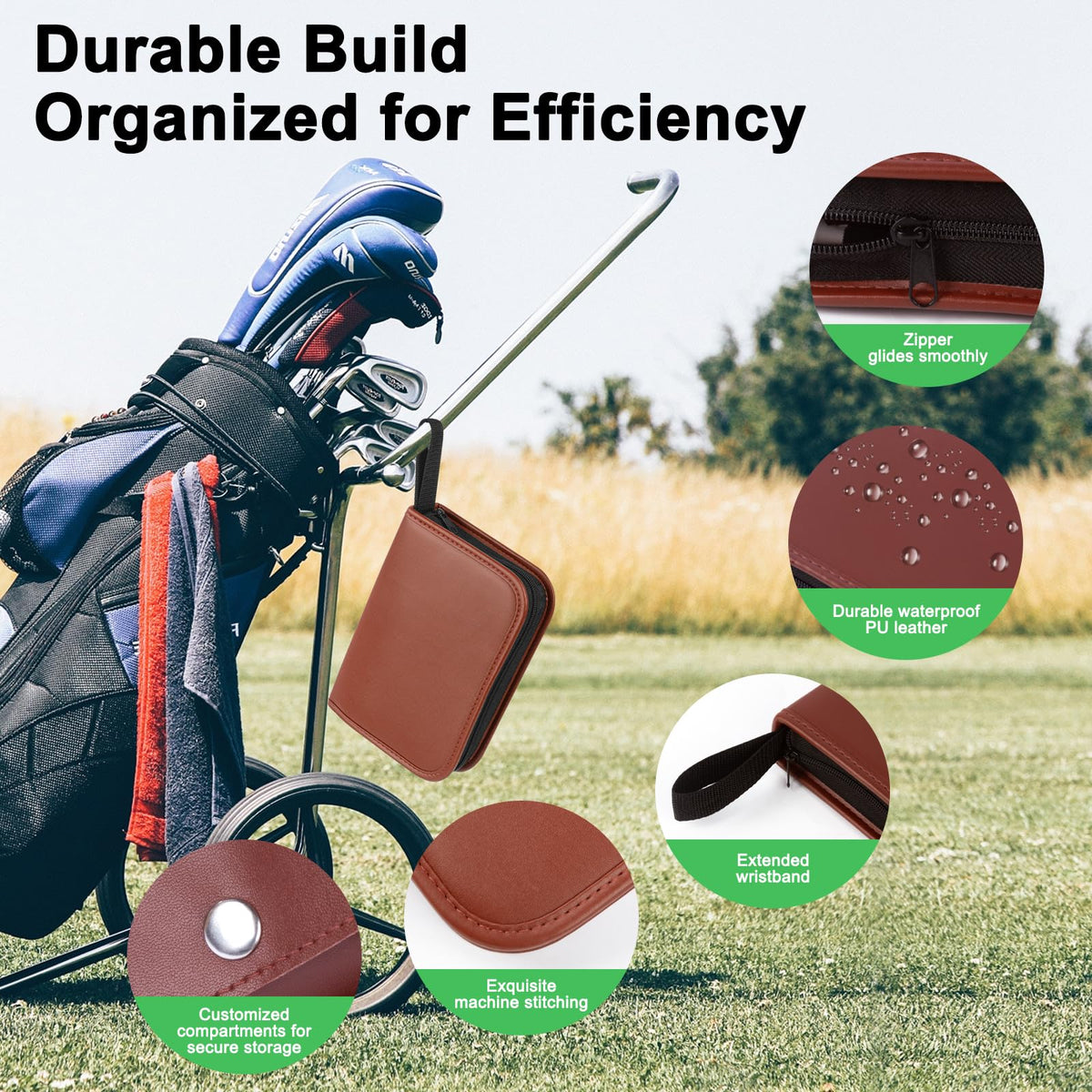 Fhmidic Complete Golf Accessories Kit PU leather case with a sleek finish