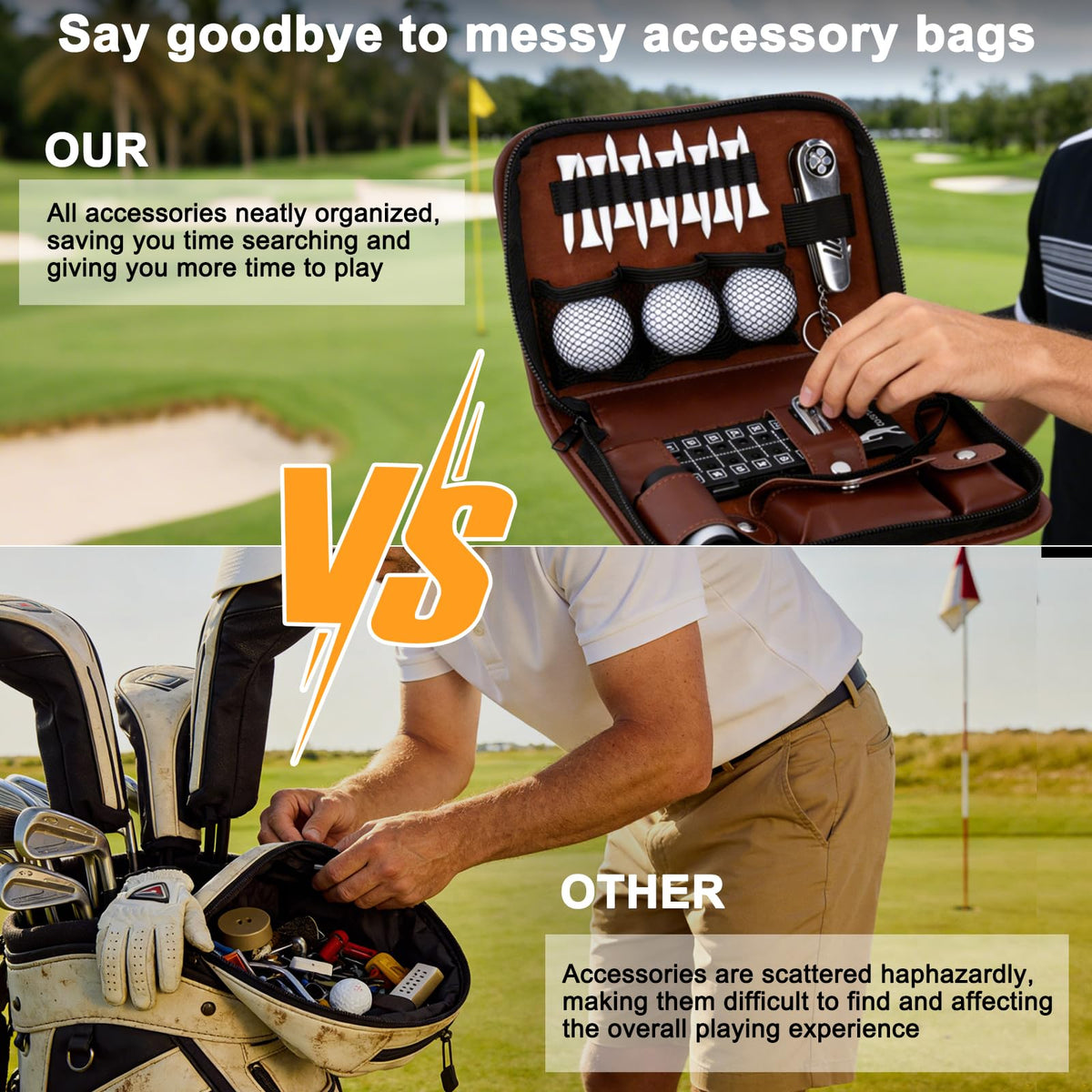 Fhmidic Complete Golf Accessories Kit 12 tees for tidy on-course setup