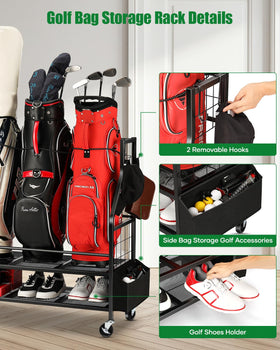 FHXZH 4 Golf Bag Storage Stand ball pouch keeps balls organized for easy access