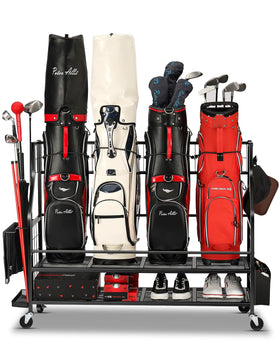 FHXZH 4 Golf Bag Storage Stand in garage keeps clubs neatly organized and ready