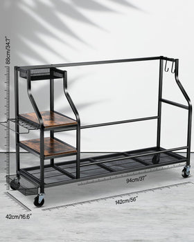 FHXZH bungee-secured bags prevent tipping during movement around the garage.