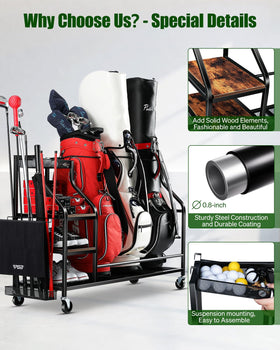 FHXZH garage golf club organizer elevates gear off the floor and within reach.