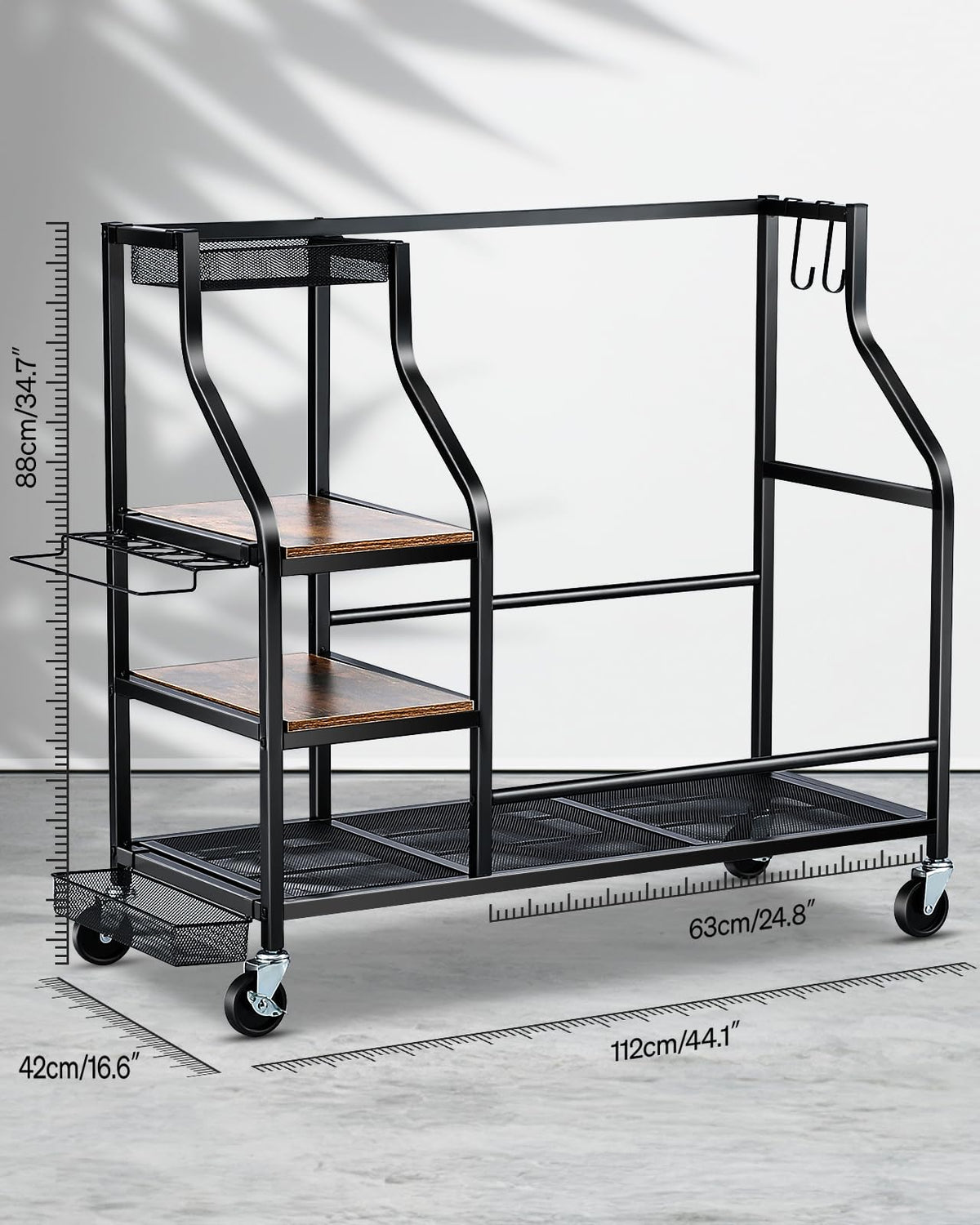 FHXZH bag stand with wood accent adds style to your golf area.