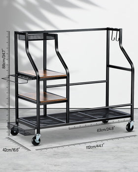FHXZH bag stand with wood accent adds style to your golf area.