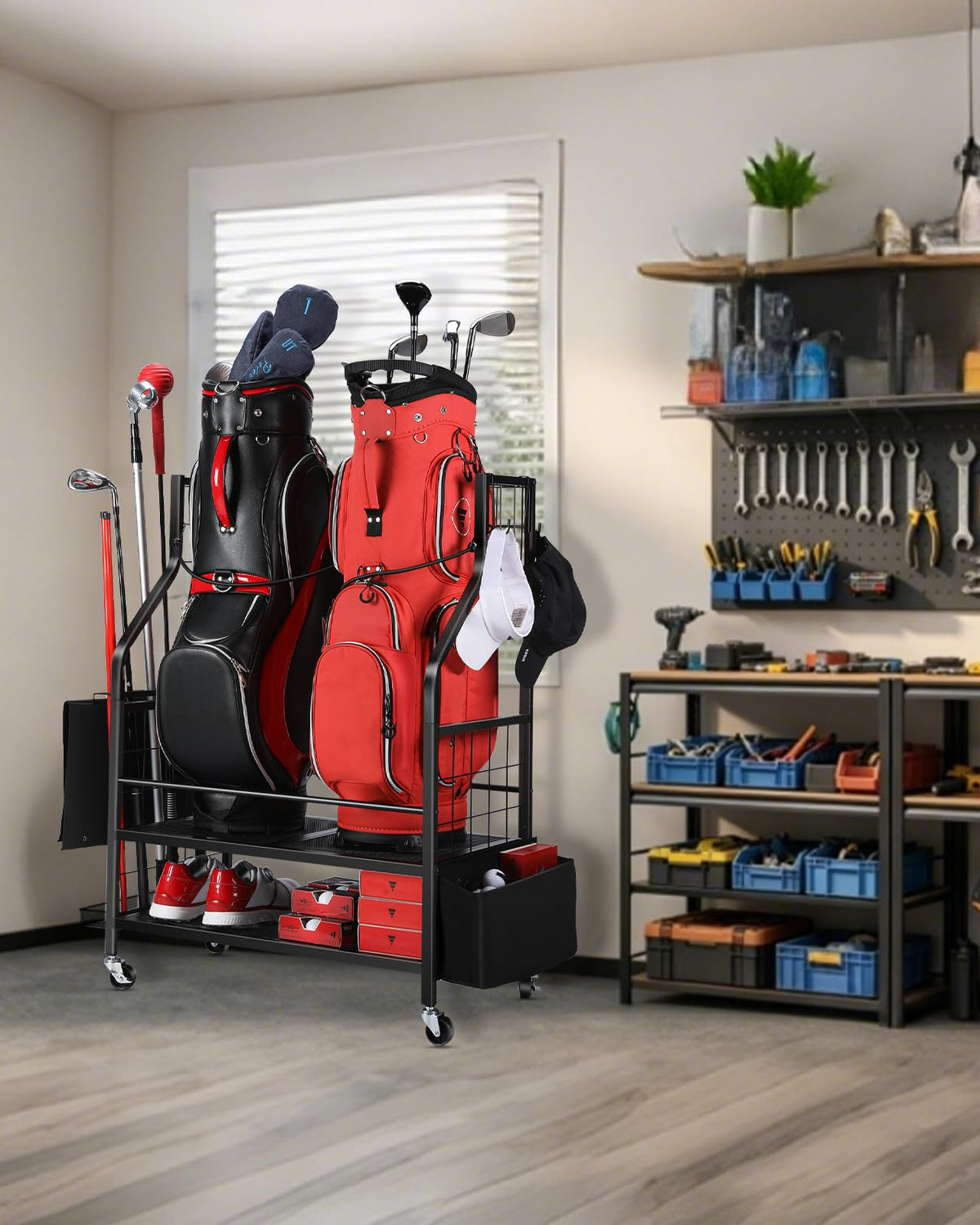 FHXZH Golf Bag Storage Rack compact dimensions save space