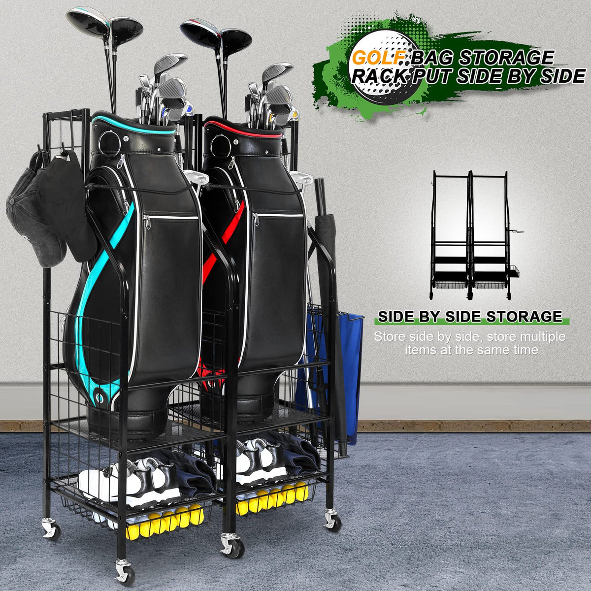 FHXZH dimensions accommodate one standard golf bag and accessories