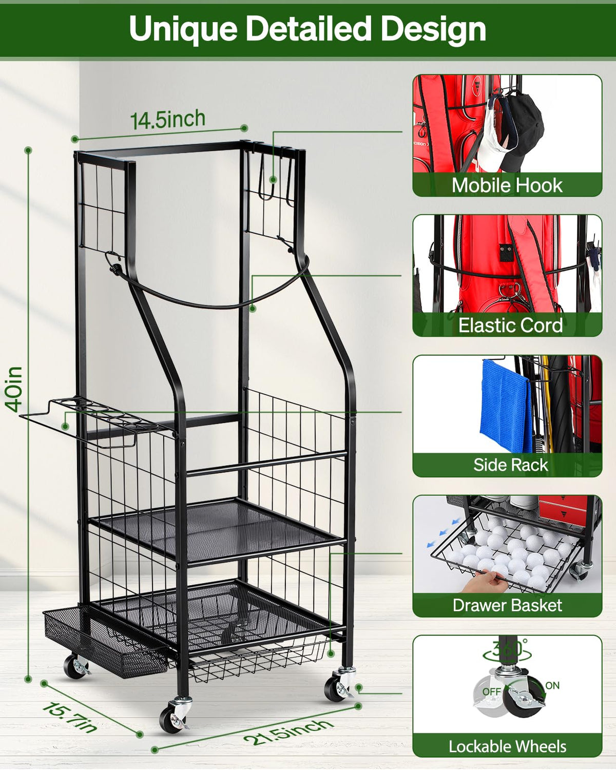FHXZH storage rack side view highlights removable side rack for extra gear