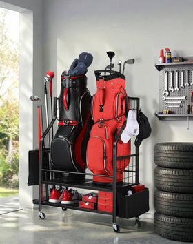 FHXZH Golf Bag Storage Rack upper tier for easy bag access