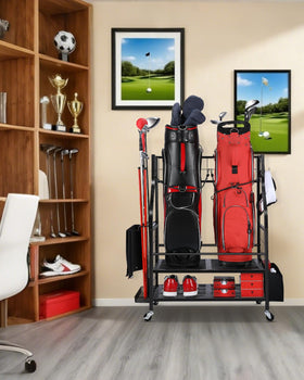 FHXZH Golf Bag Storage Rack sturdy steel build for heavy gear