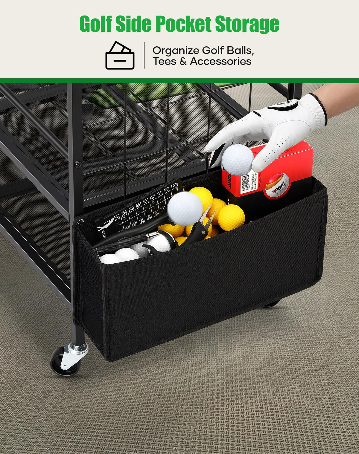 FHXZH Golf Bag Storage Rack wheels enable easy indoor and outdoor movement