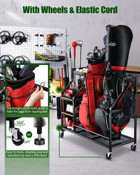 FHXZH golf club, balls, and gloves storage keeps accessories organized.
