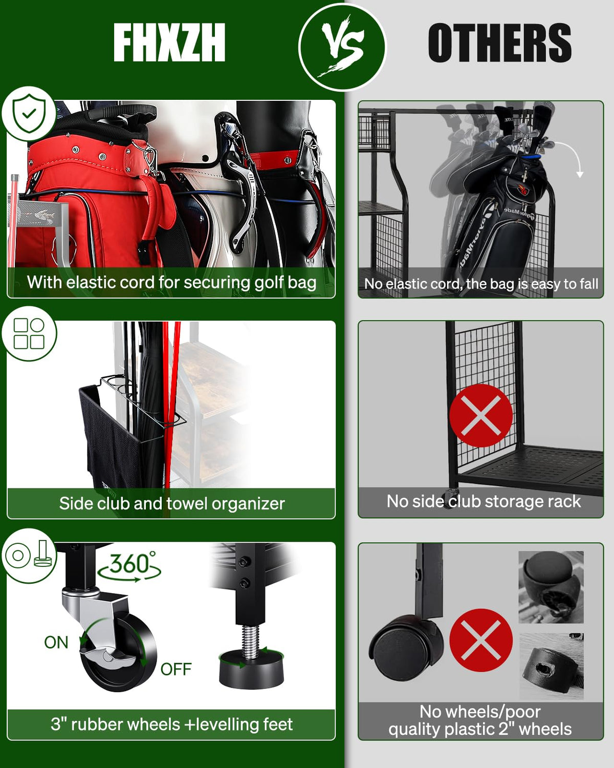 FHXZH sturdy steel rack supports up to three standard bags with stability.