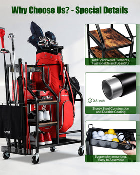 FHXZH wood-accent design adds stylish touch to garage golf storage.