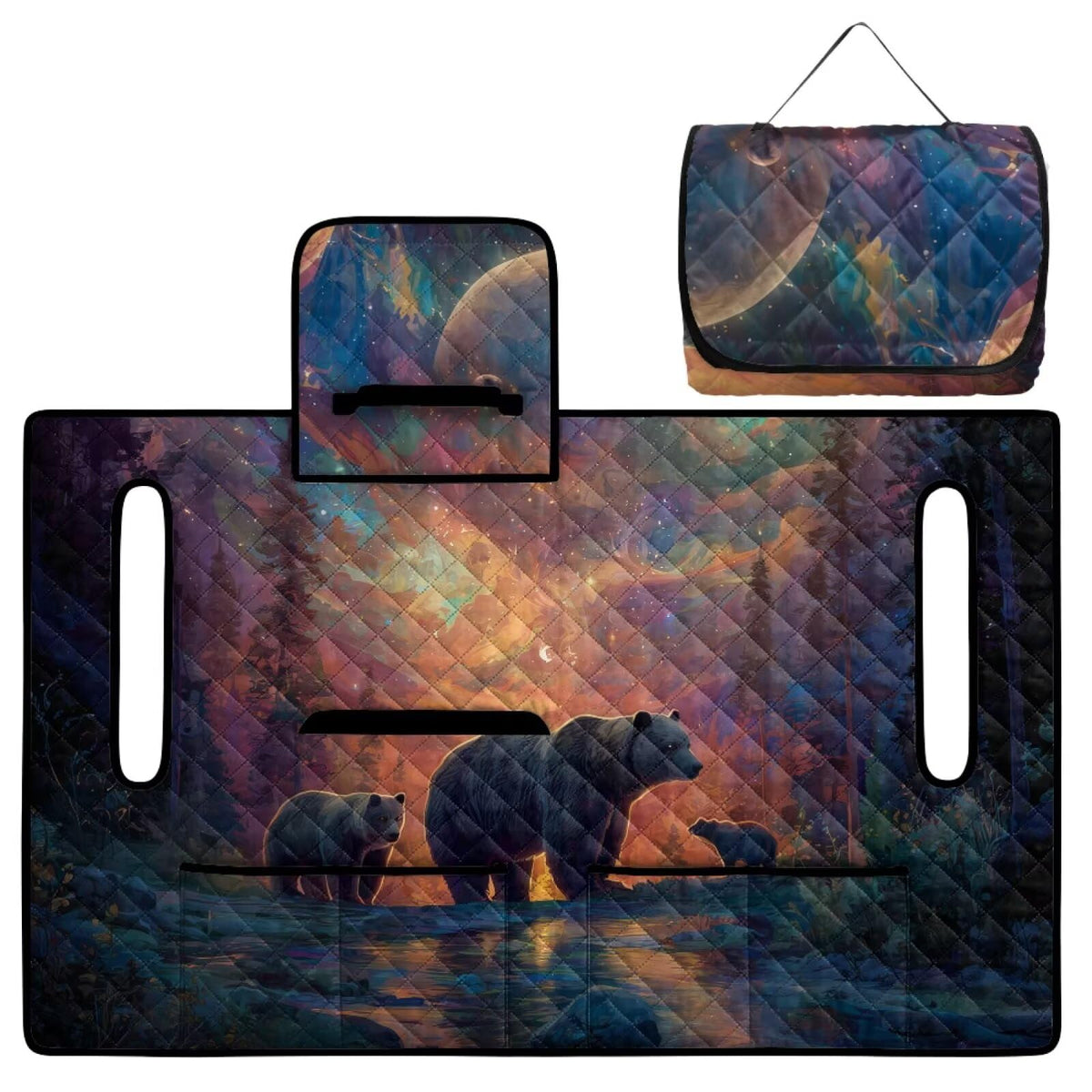 Finagallathe Starry Bear seat towel protecting cart from dust and paw marks