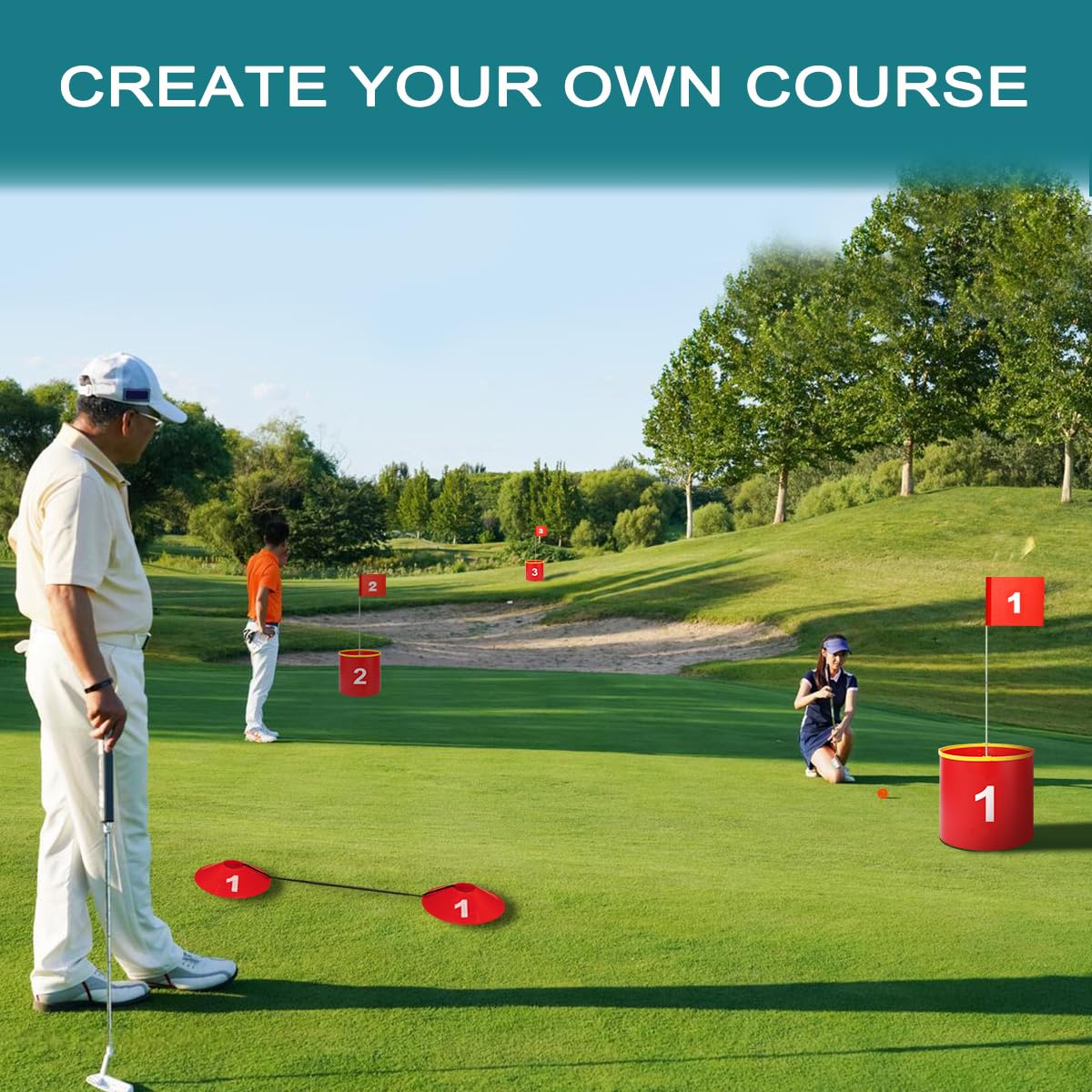 FINCOME six ground stakes secure courses on grass, sand, or pavement.