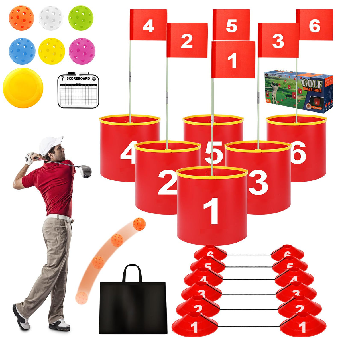 FINCOME Golf Yard 6-holes setup for backyard practice