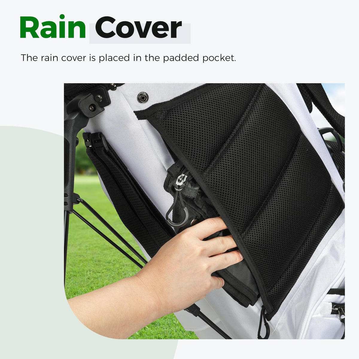 Findway 14-way stand bag top view highlights full-length dividers