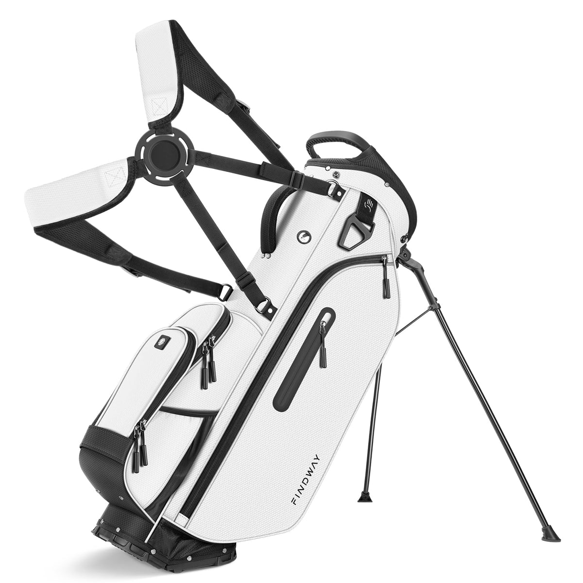 Findway 5-Way Stand Bag front view showing organized club layout