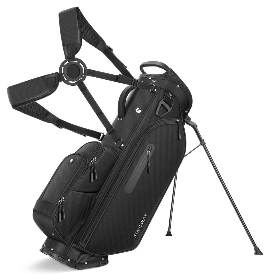 Findway 5-Way Golf Stand Bag showing organized clubs for quick access.