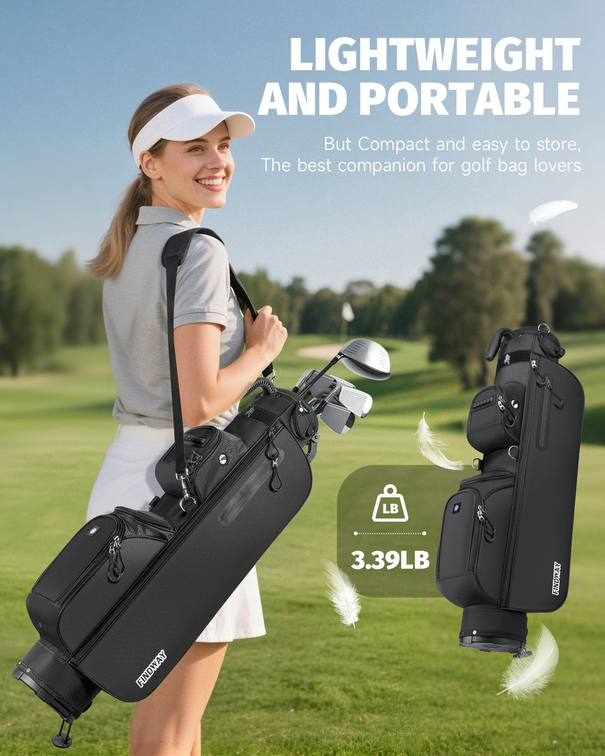 Findway adjustable shoulder strap offers comfortable one hand carrying