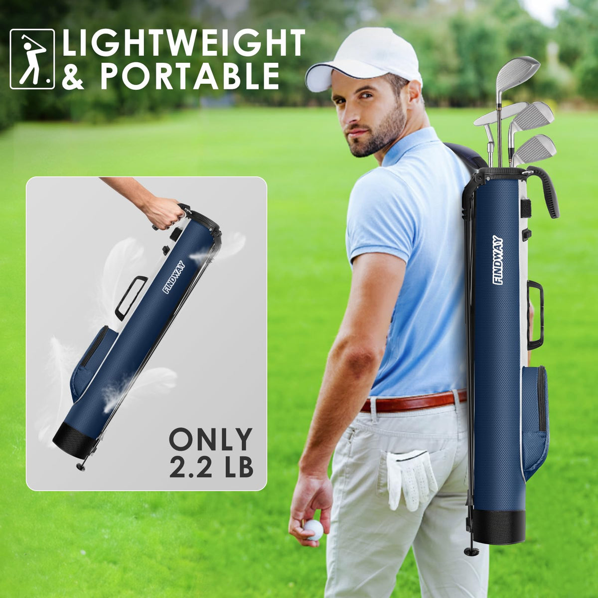 Findway golf stand bag reinforced bottom improves durability when setting down