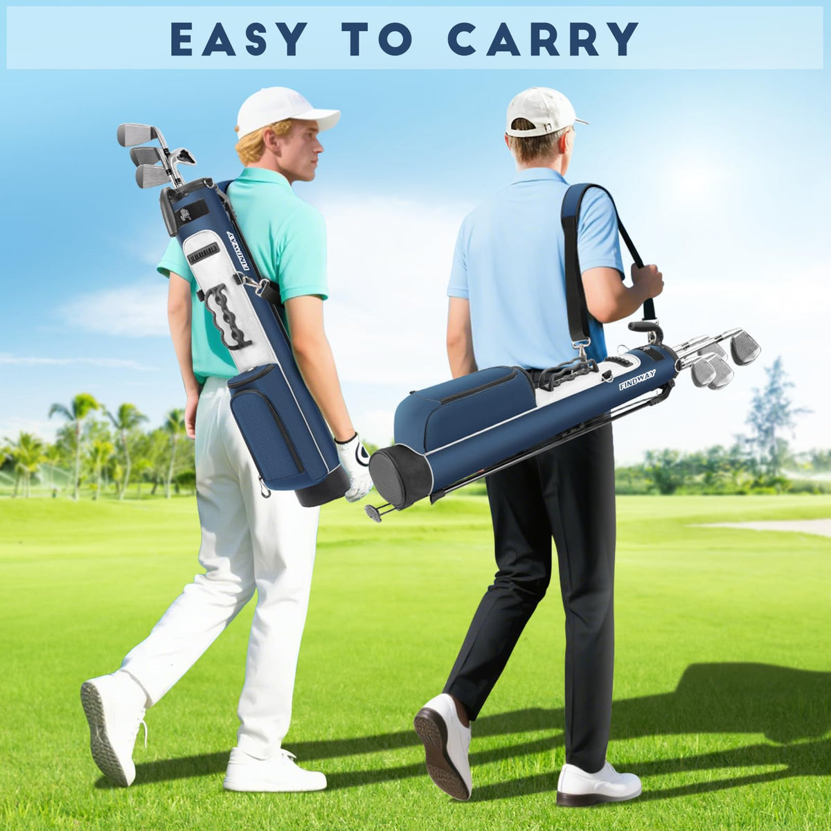 Findway ergonomic straps offer comfortable carry between holes