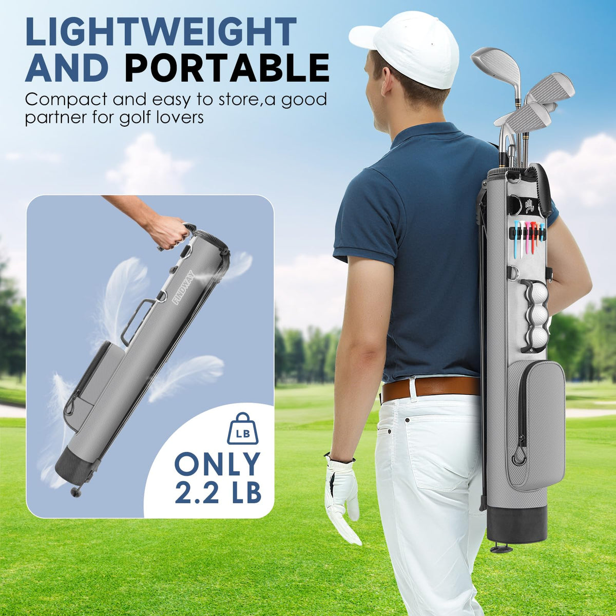Findway golf stand bag retractable legs for stable setup on uneven ground