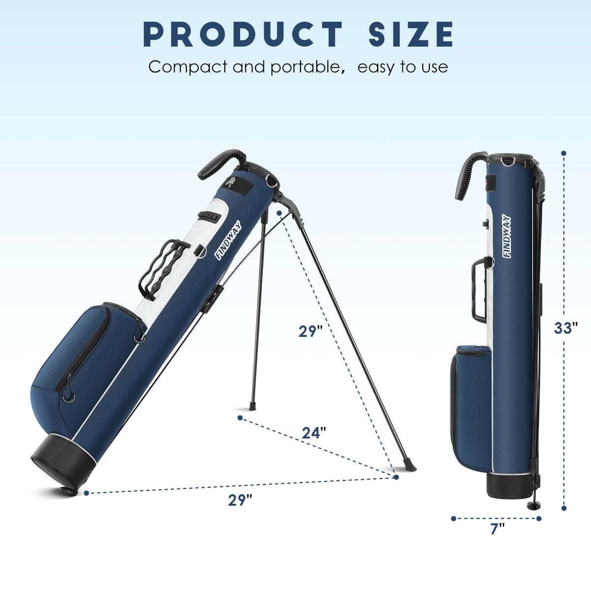 Findway golf stand bag lightweight at 2.2 pounds for easy carry
