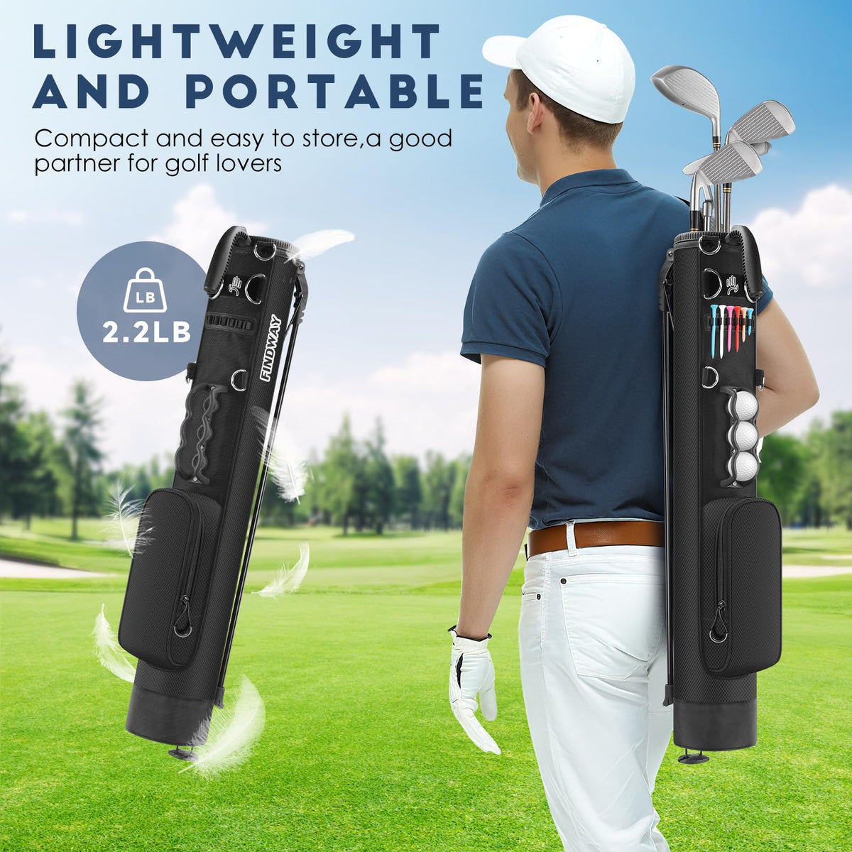 Findway golf stand bag lightweight design makes carrying easy for men and women