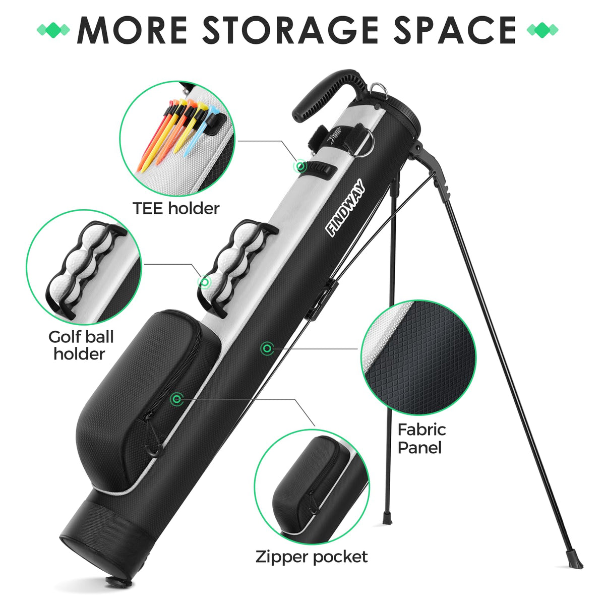 Findway stand bag retractable legs deployed for stable setup
