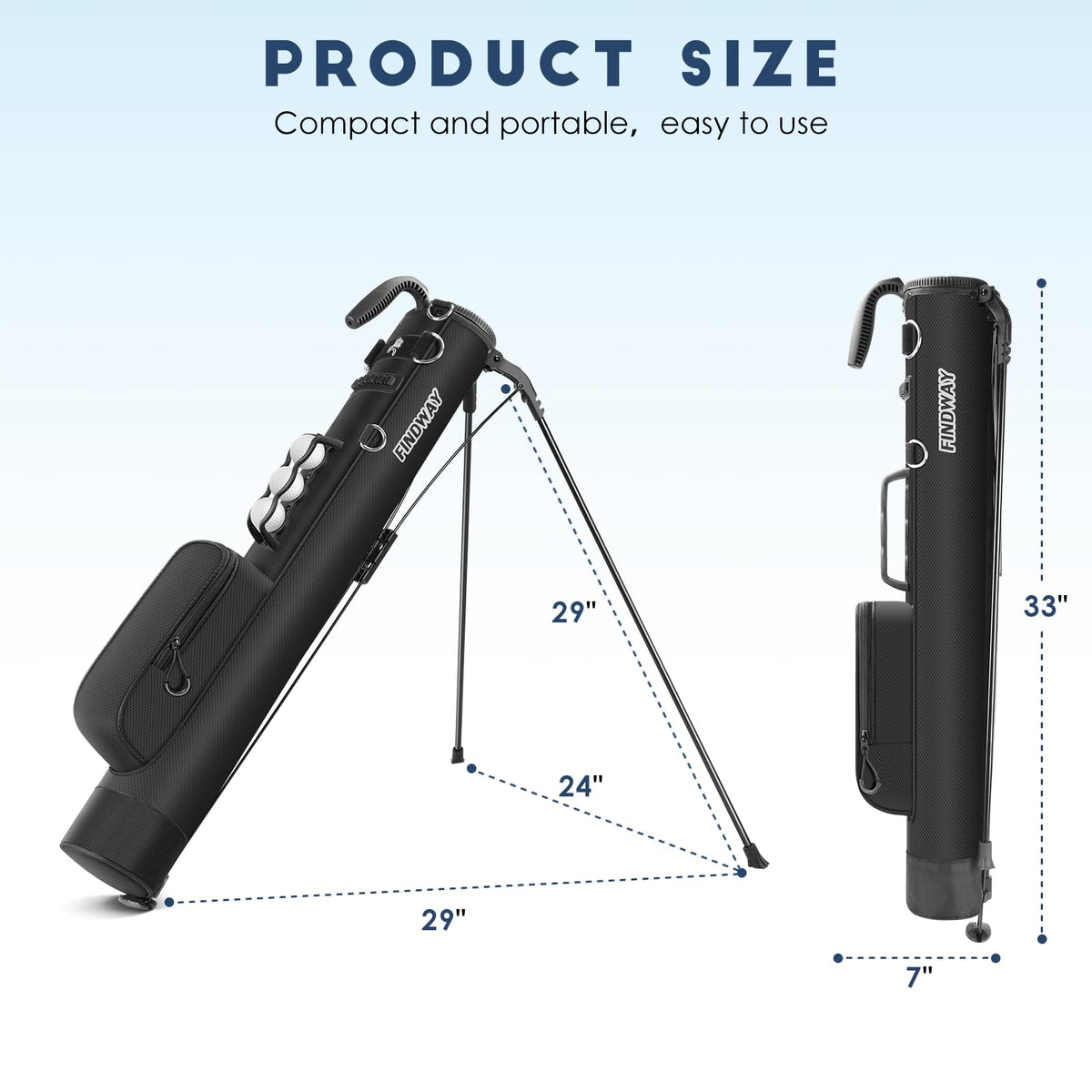 Findway golf stand bag adjustable shoulder strap reduces shoulder strain during practice