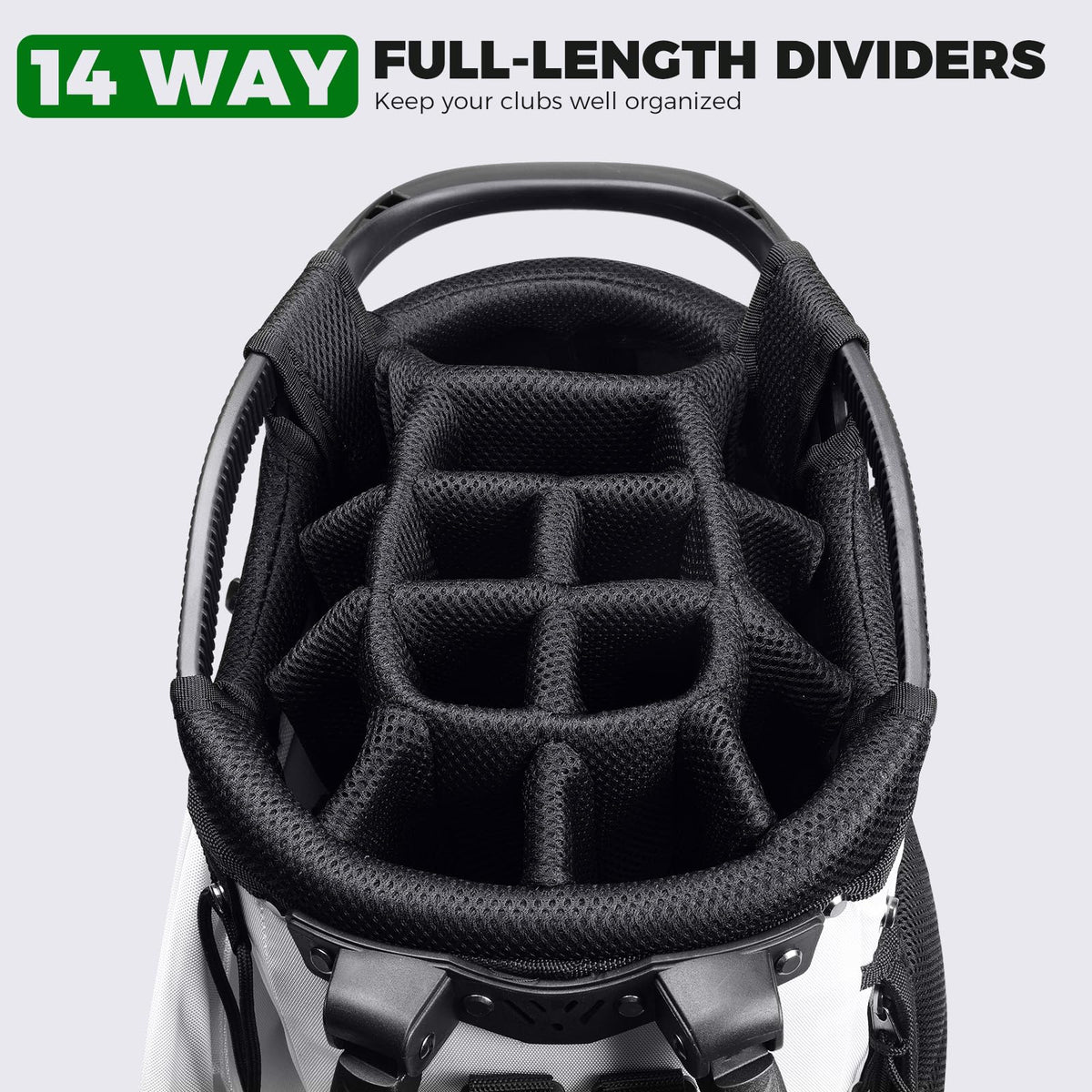 Findway golf stand bag side view demonstrates dual-strap comfort