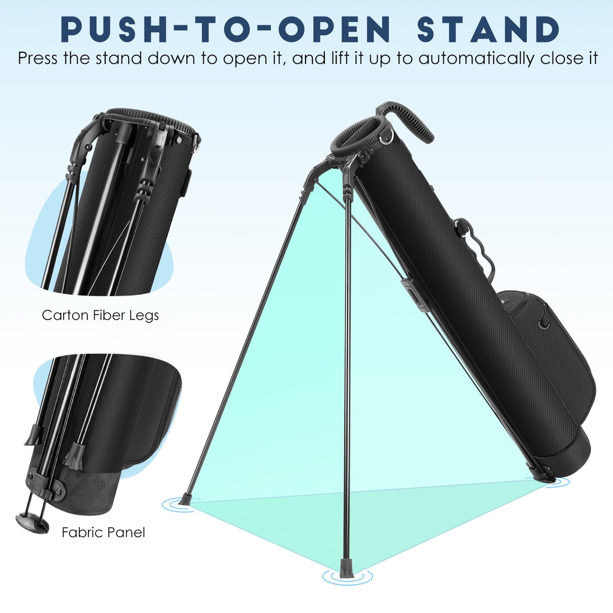 Findway Stand Bag with stand deployed for instant stability