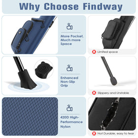Findway golf stand bag top pocket access for essentials during rounds.