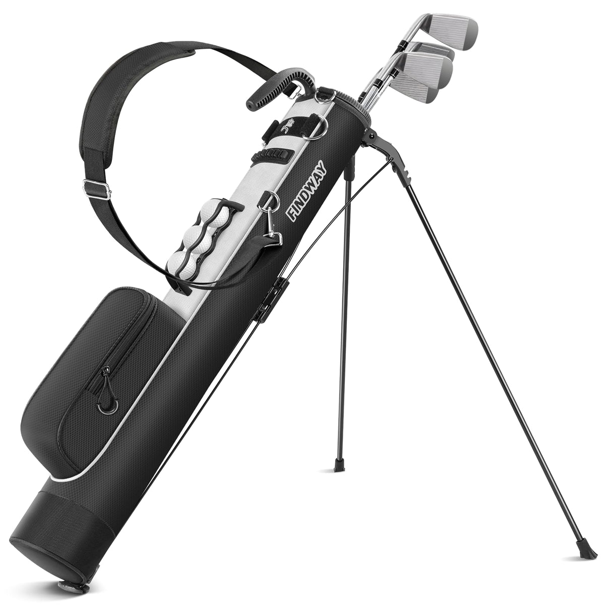 Findway golf stand bag top view showing compact 5-6 club layout