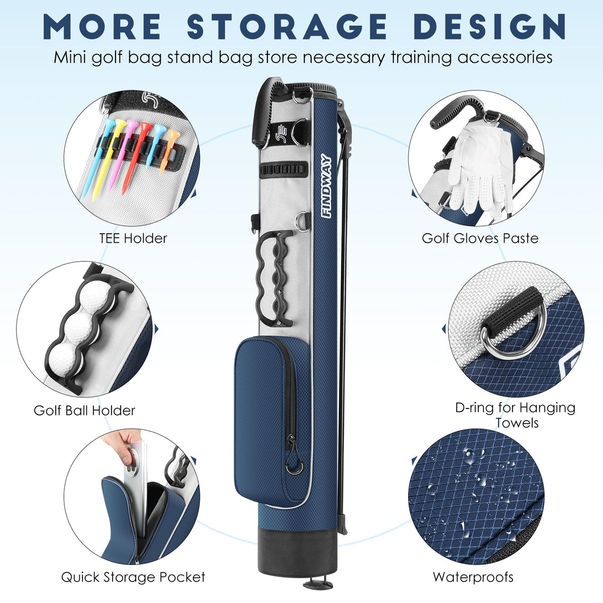 Findway golf stand bag valuables pocket keeps essentials safe on course