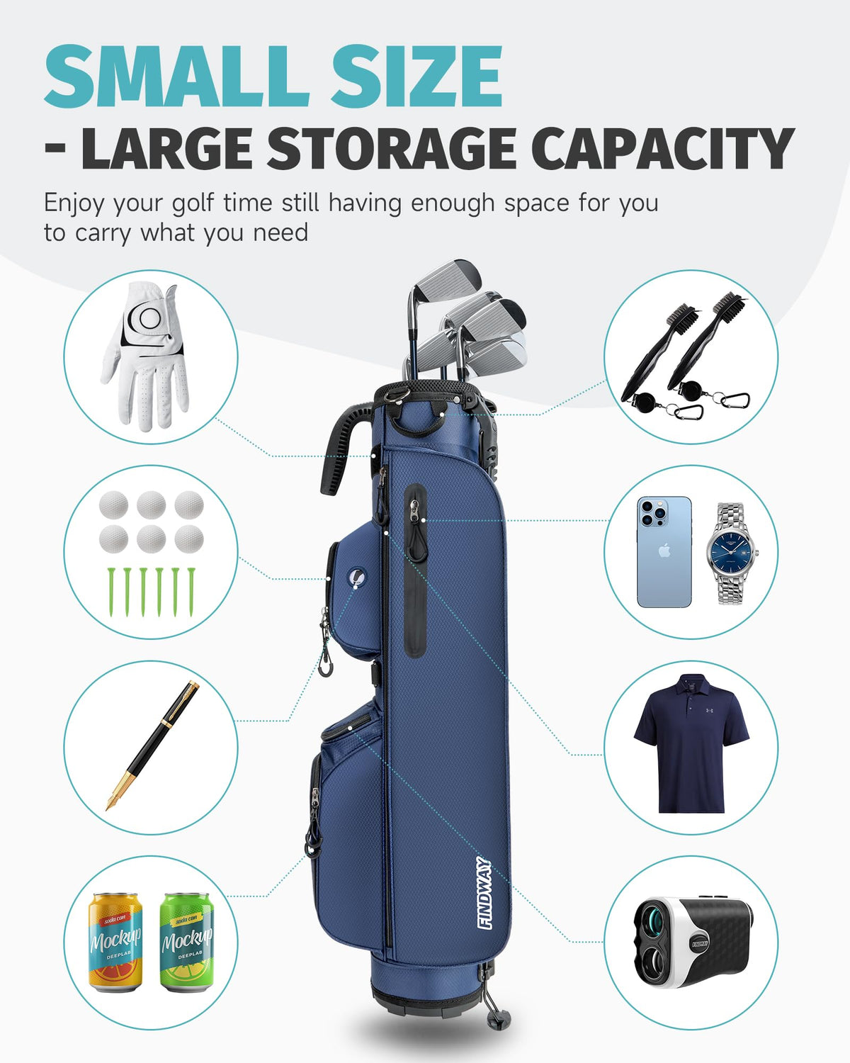 Findway lightweight pitch and putt bag highlighting portability for travel