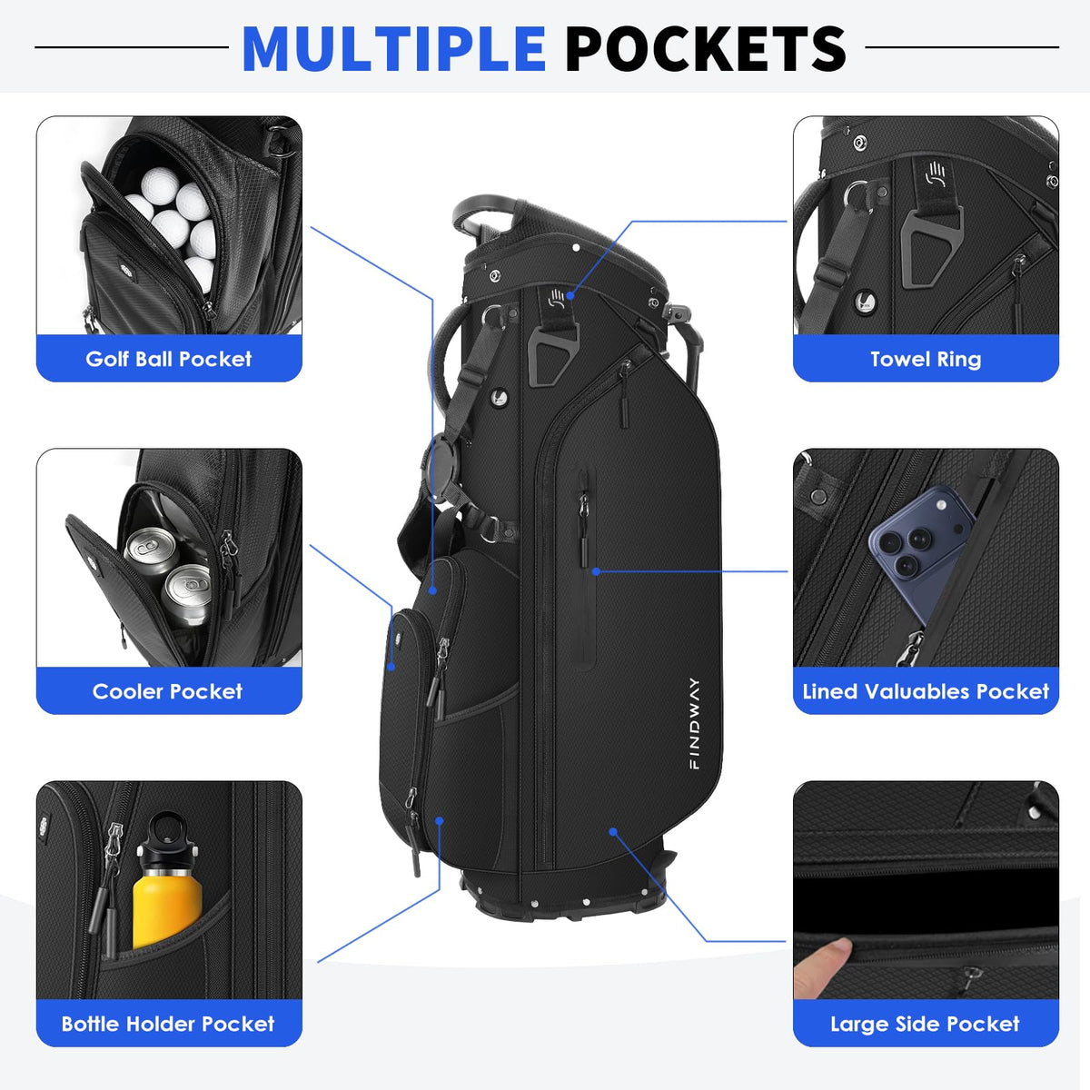 Findway rain-cover-umbrella-holder keeps gear dry in wet weather.