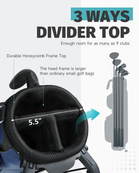 Findway three-way divider top view keeping clubs organized and easy to reach