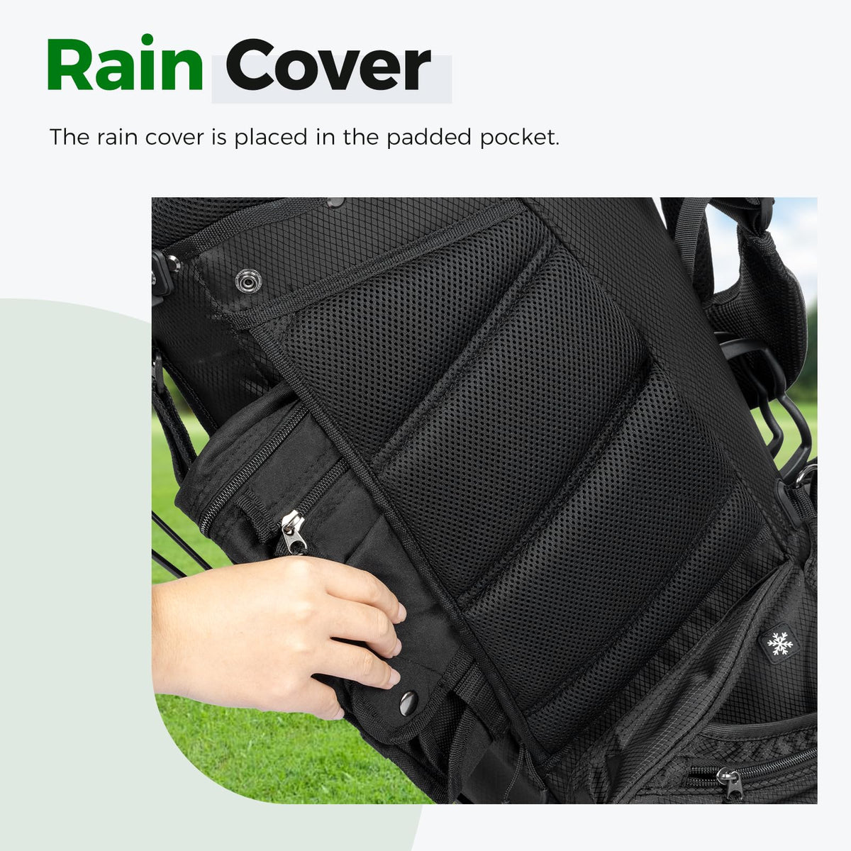 Findway two-in-one stand cart-golf bag for secure on-cart storage and quick access.