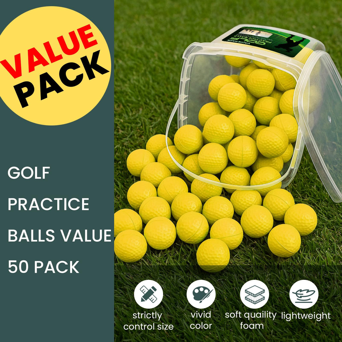 FINGER TEN foam golf balls in hand showing soft-touch feel for quiet practice.
