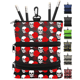 FINGER TEN Golf Pouch Rose close-up shows durable zipper for secure belongings.
