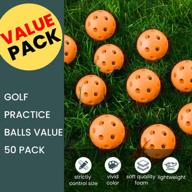Finger Ten durable plastic golf ball withstands repeated practice sessions.