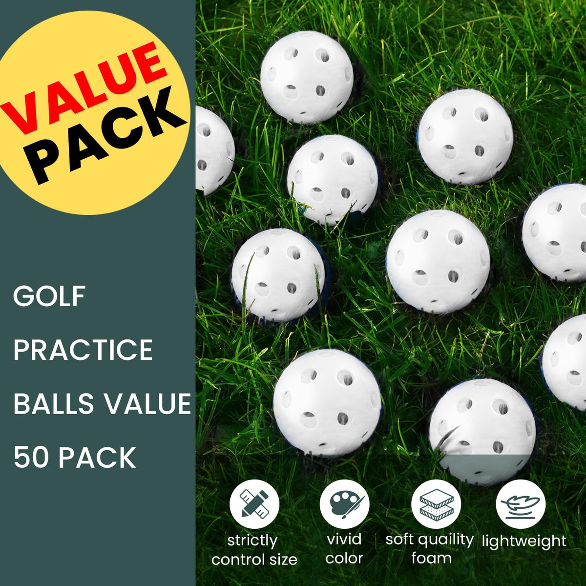 Finger Ten yellow golf practice ball in yard for backyard sessions