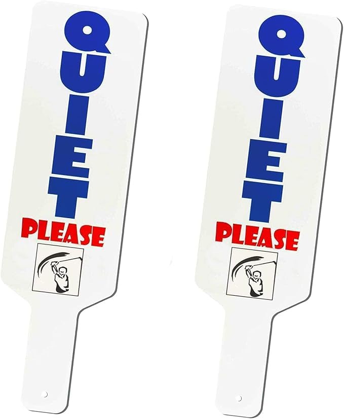 Finger Ten Golf Quiet Sign 2-pack on course promotes quiet, respectful play