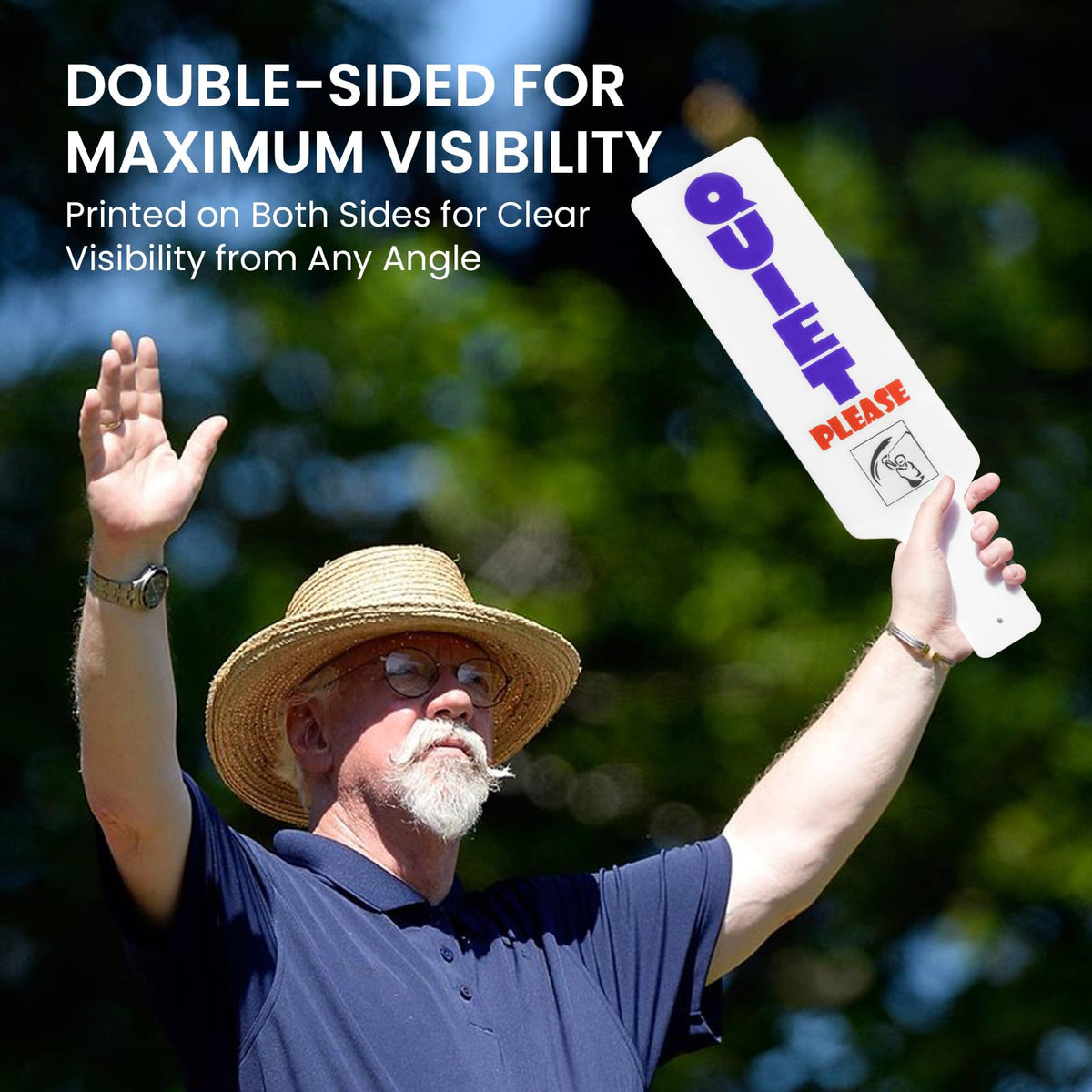 Finger Ten Golf Quiet Sign measures 5 by 17.5 inches for clear sight.